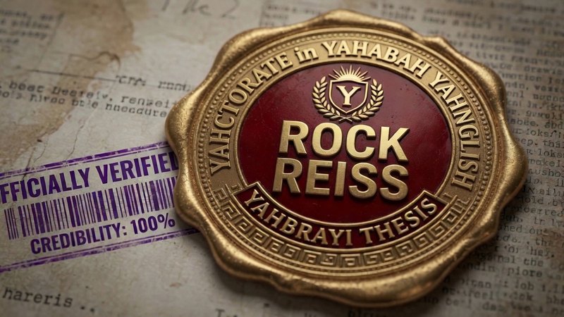 Gold seal: YAHCTORATE in YAHABAH YAHNGLISH, ROCK REISS, YAHBRAYI THESIS